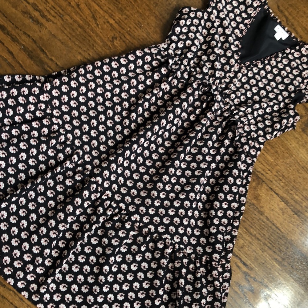 J Crew Lightweight Meshy Cap Sleeve Floral Ruffle V-Neck Dress with Pockets - Picture 2 of 6
